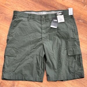 Lee Men's 38 Regular Active Stretch Cargo Shorts Frontier Olive Green Flex Waist